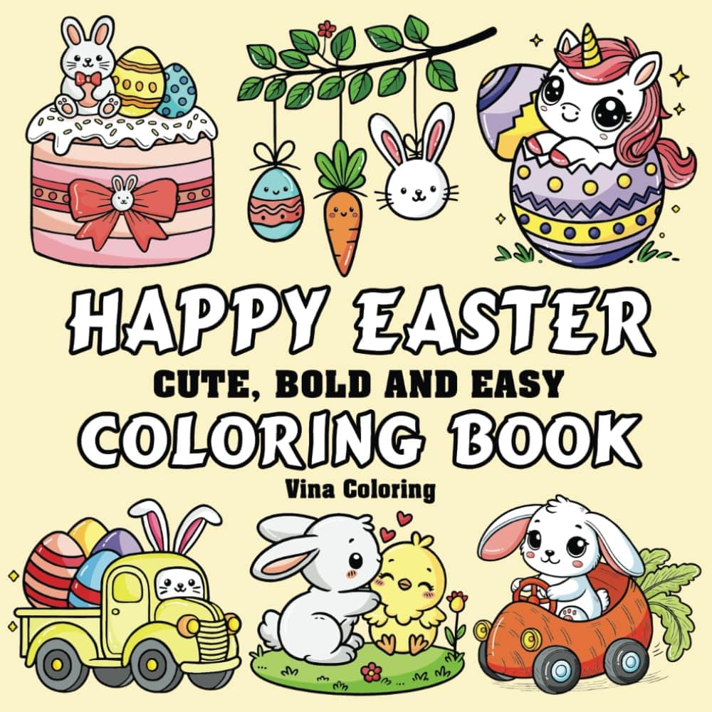 Happy Easter Coloring Book For Kids, Adults