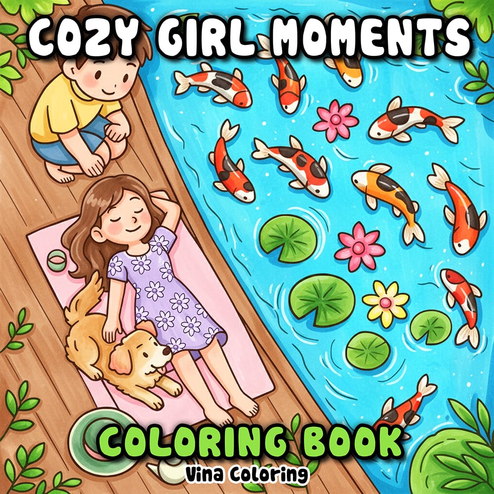 cozy girl moments coloring book for adults