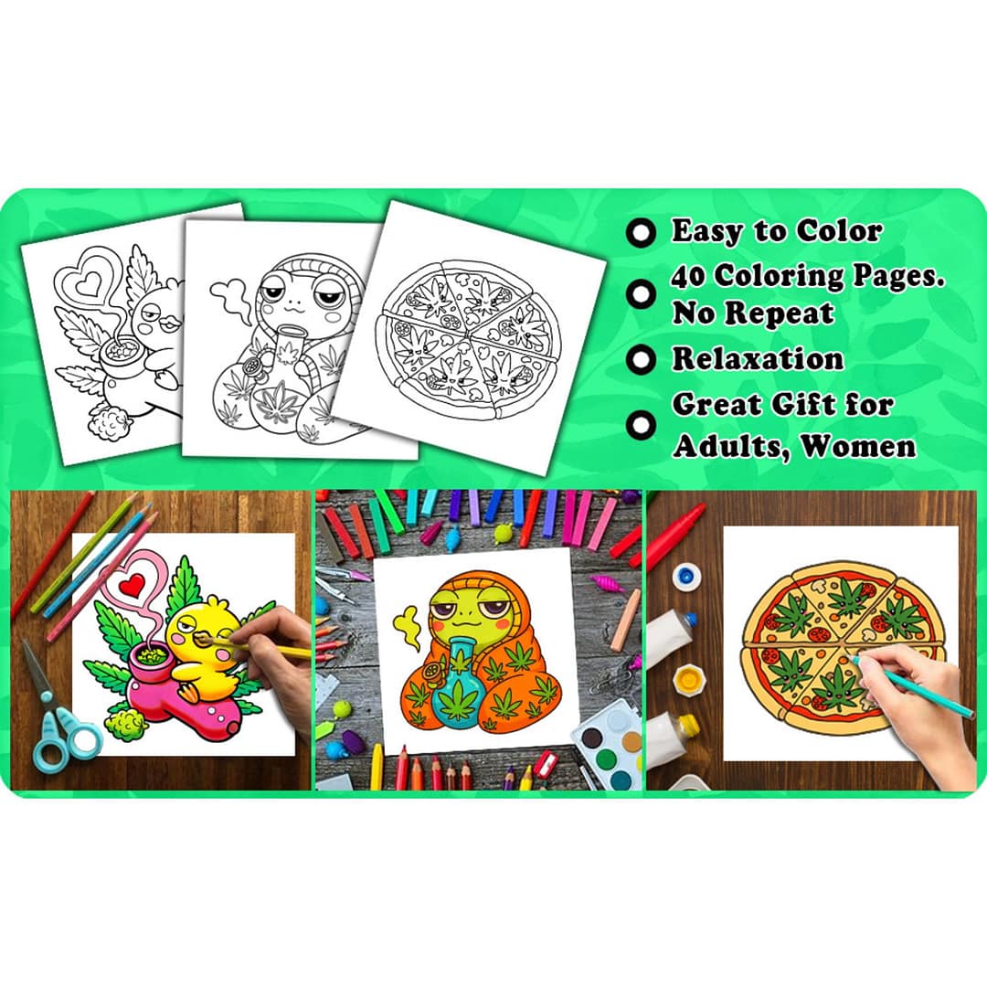 Stoner Cuties - A Cute and Cozy Coloring Book for Adults - Image 2