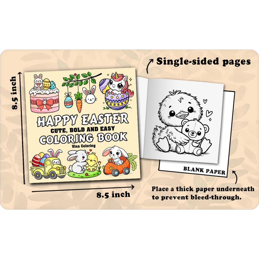 Happy Easter Coloring Book For Kids, Adults - Image 3