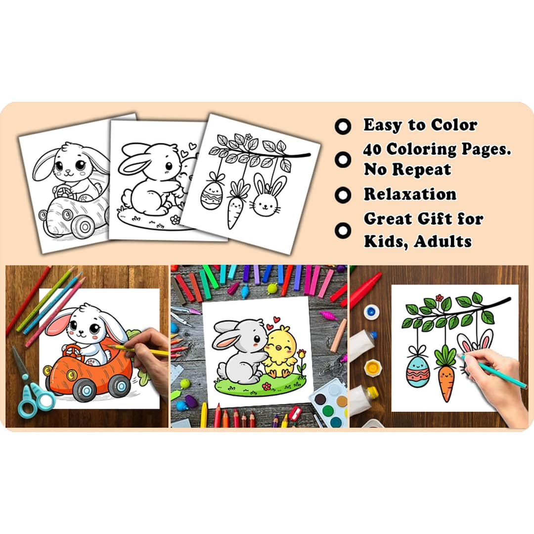 Happy Easter Coloring Book For Kids, Adults - Image 4