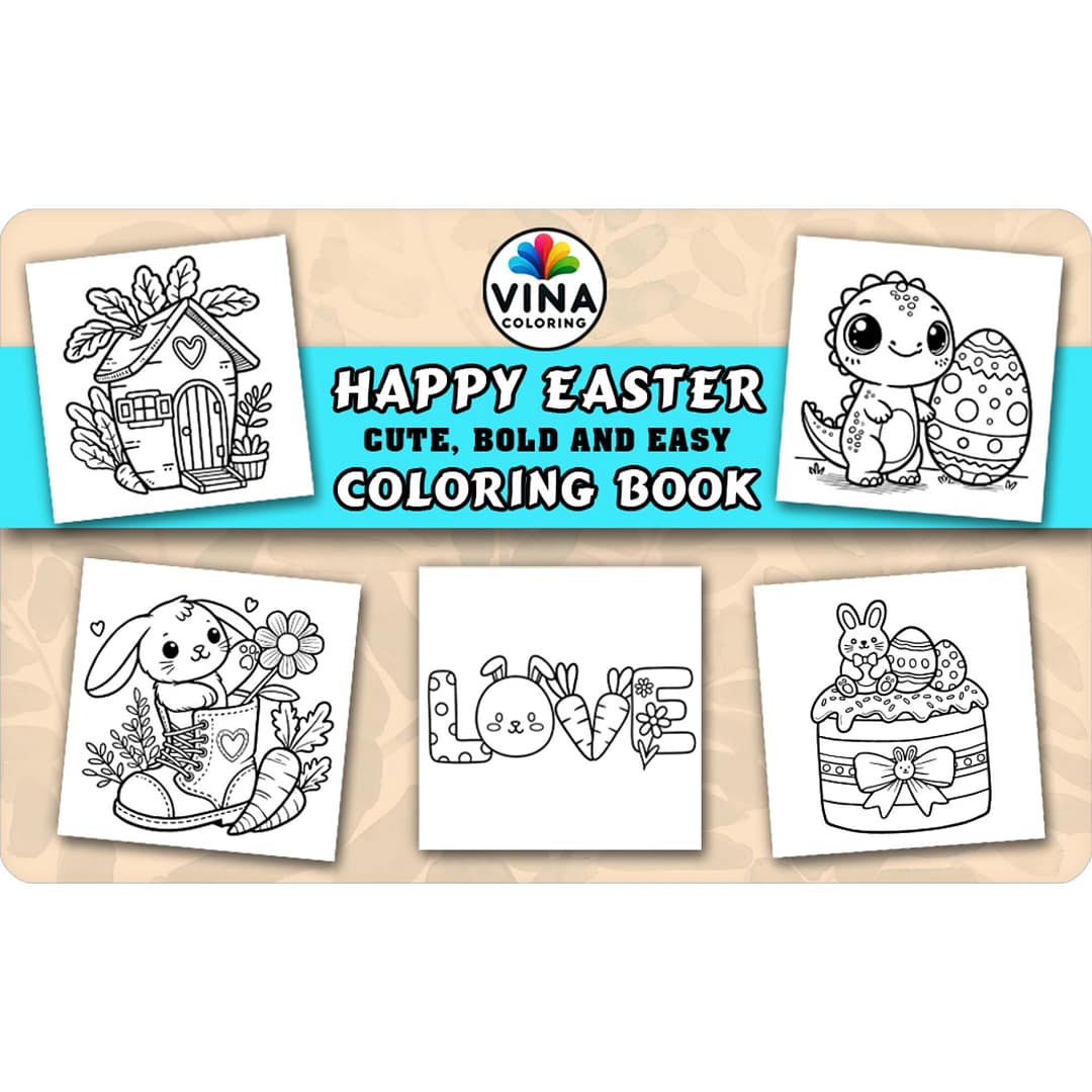 Happy Easter Coloring Book For Kids, Adults - Image 2