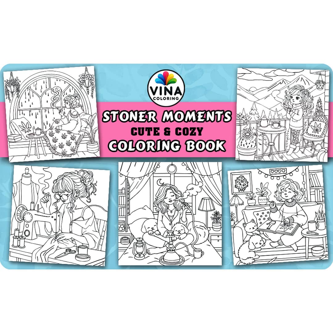 Stoner Girl Moments Cute and Cozy Coloring Book - Image 2