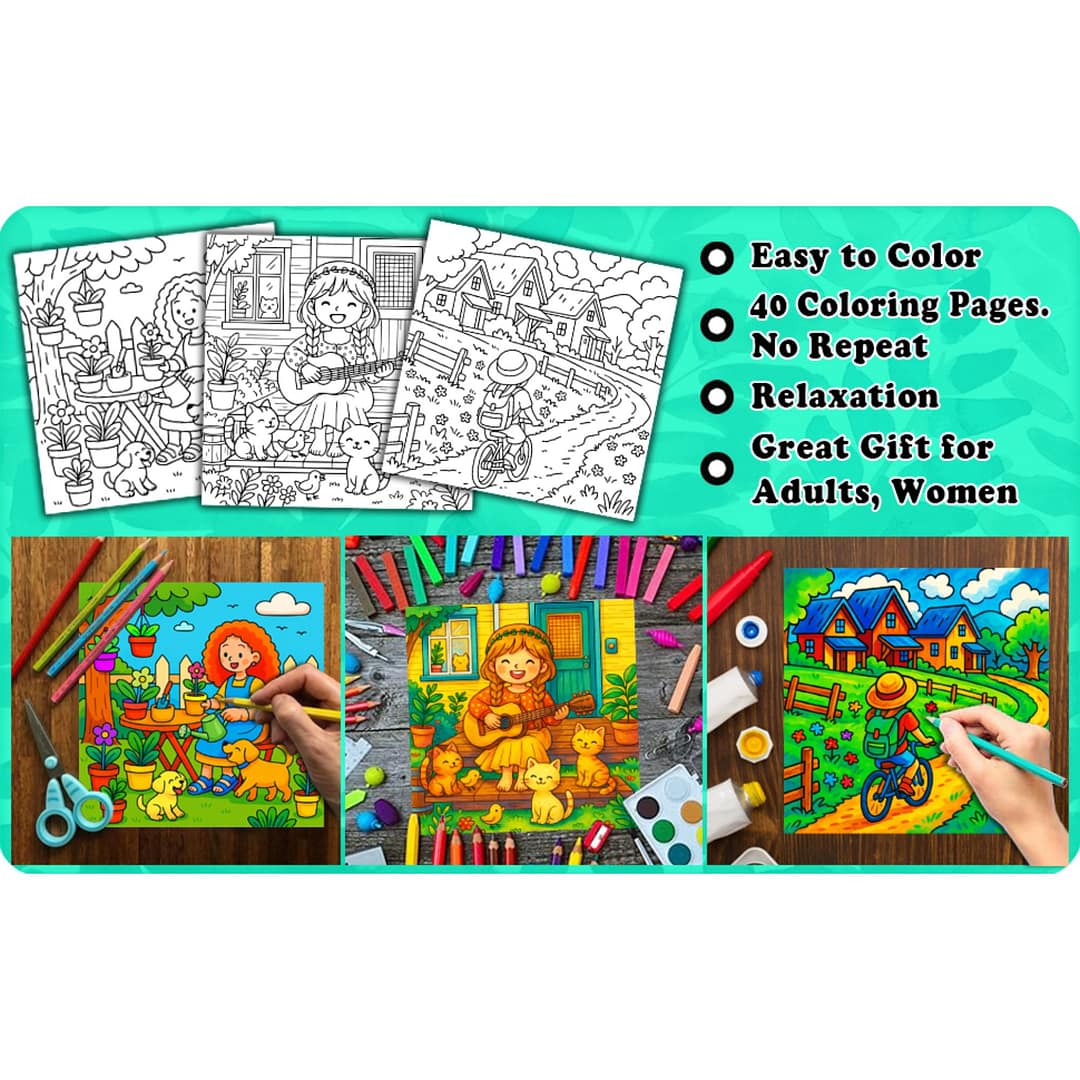 Cozy Girl Moments Coloring Book For Adults - Image 3