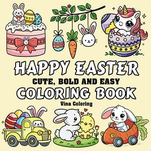Happy Easter Coloring Book For Kids, Adults