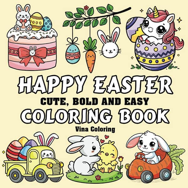 Happy Easter Coloring Book For Kids, Adults